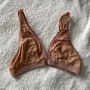 Aerie Tan Mesh Bralette with Star Details